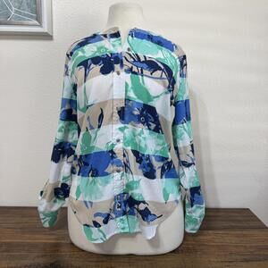 Liz Claiborne Petite Floral Button-Up Shirt PS